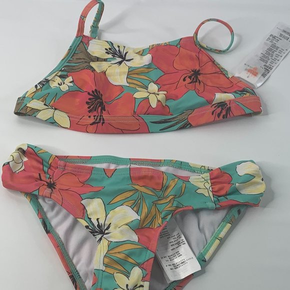 Billabong Girls Multicolor Floral 185915 Aloha Sun Tankini Swimwear Set Size 1